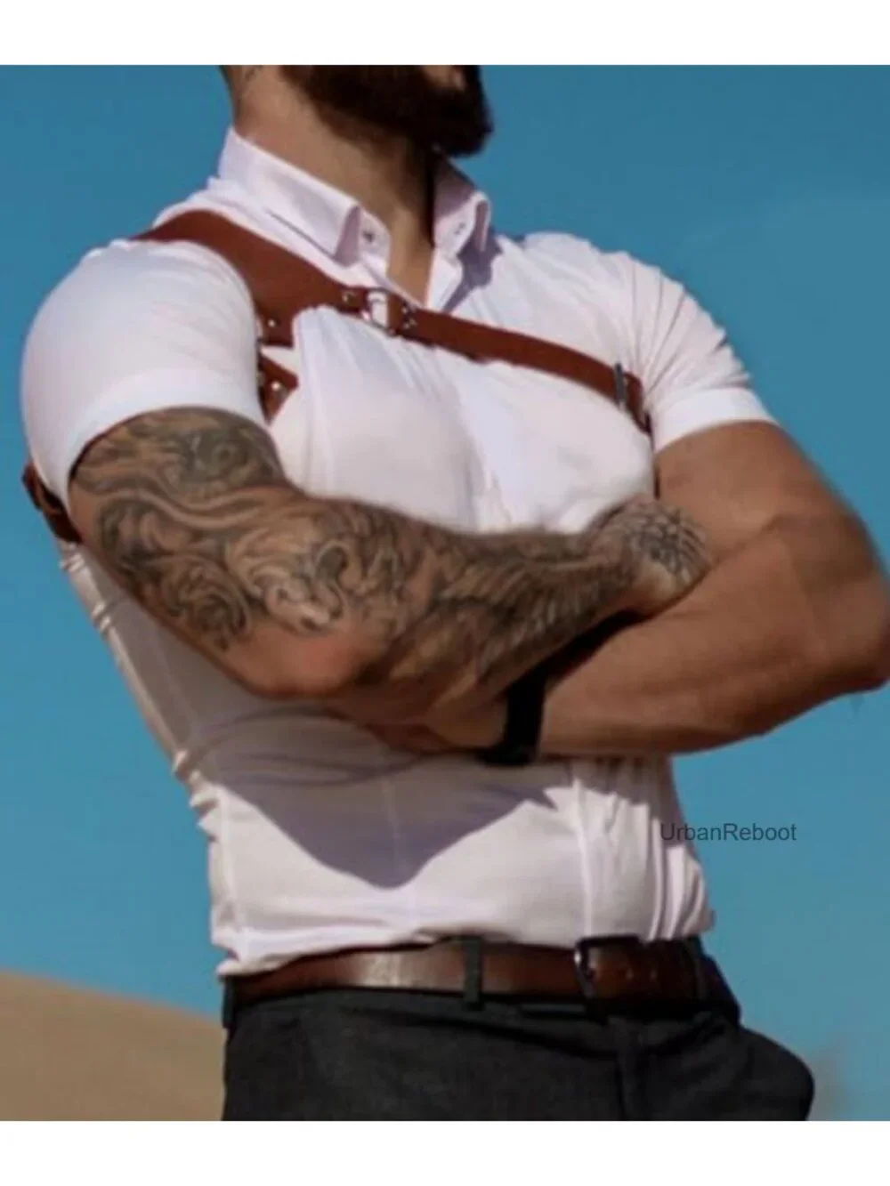 Men's Adjustable PU Leather Chest Harness Body Chain Gothic Steampunk Vest